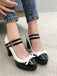 VINTAGE PATCHWORK BOW PERLEN HOHE ABSATZ SCHUHE