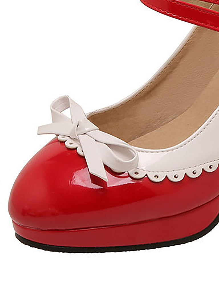 VINTAGE PATCHWORK BOW PERLEN HOHE ABSATZ SCHUHE