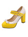 VINTAGE PATCHWORK BOW PERLEN HOHE ABSATZ SCHUHE