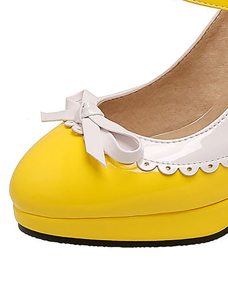 VINTAGE PATCHWORK BOW PERLEN HOHE ABSATZ SCHUHE