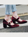 Winerot VELVET MARY JANE HIGH HEEL SCHUHE MIT SCHNALLENBLOCK