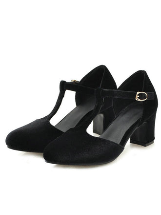 Schwarz Retro T-Gurt Mary Jane Hoher Absatz Schuhe