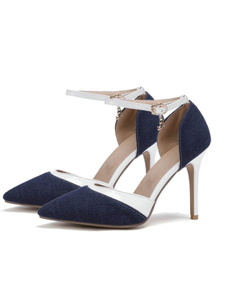 RETRO-STOFF SPITZE HIGH HEELS SCHUHE