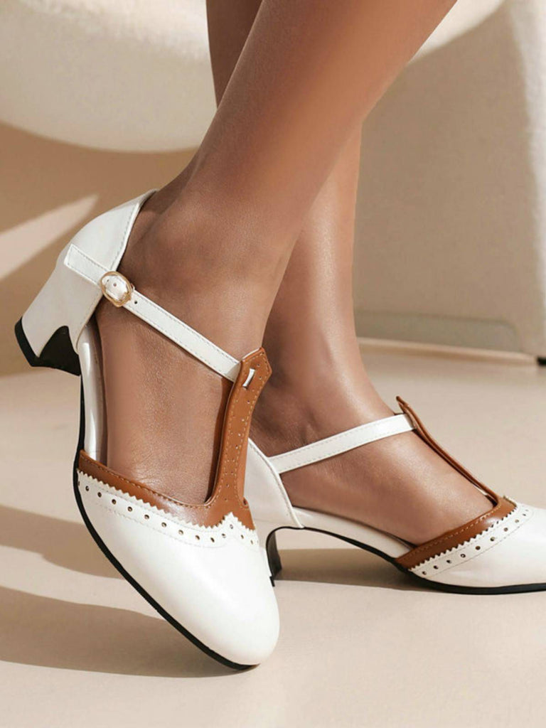 RETRO SOLID T-BUCKLE MARY JANE SCHUHE