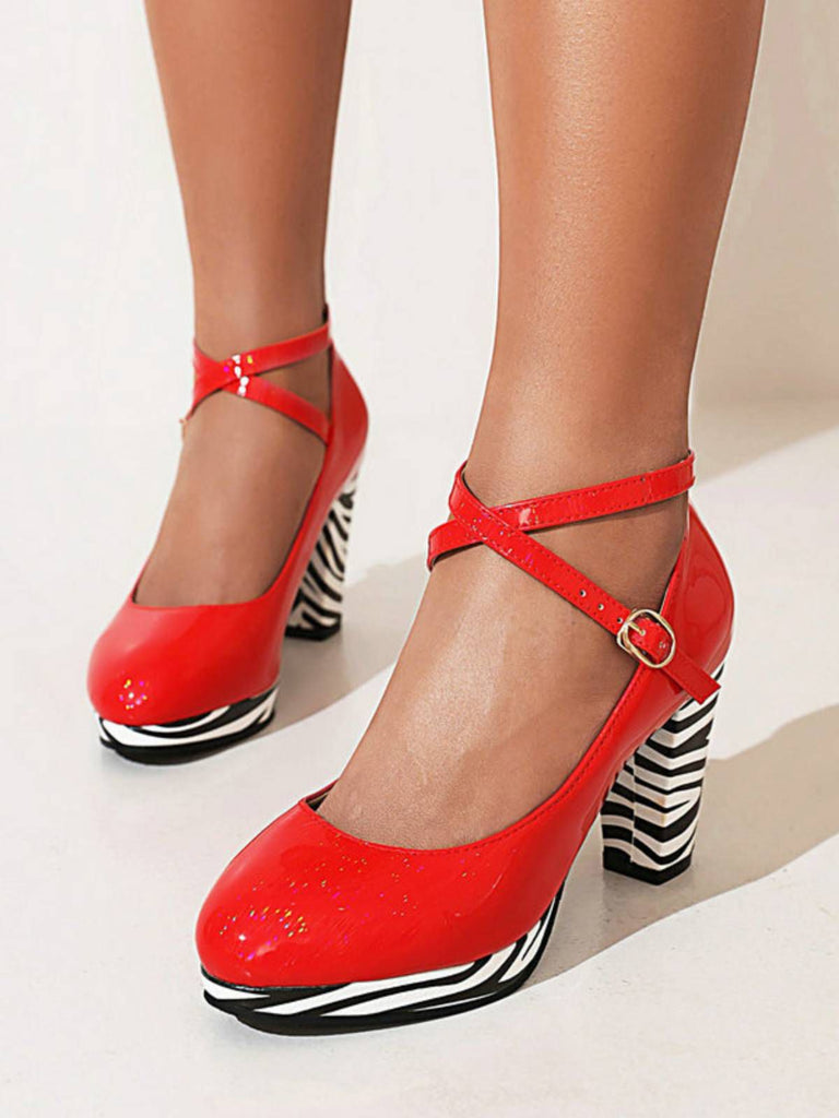 ZEBRA PATCHWORK SCHUHE MIT HOHEN ABSÄTZEN
