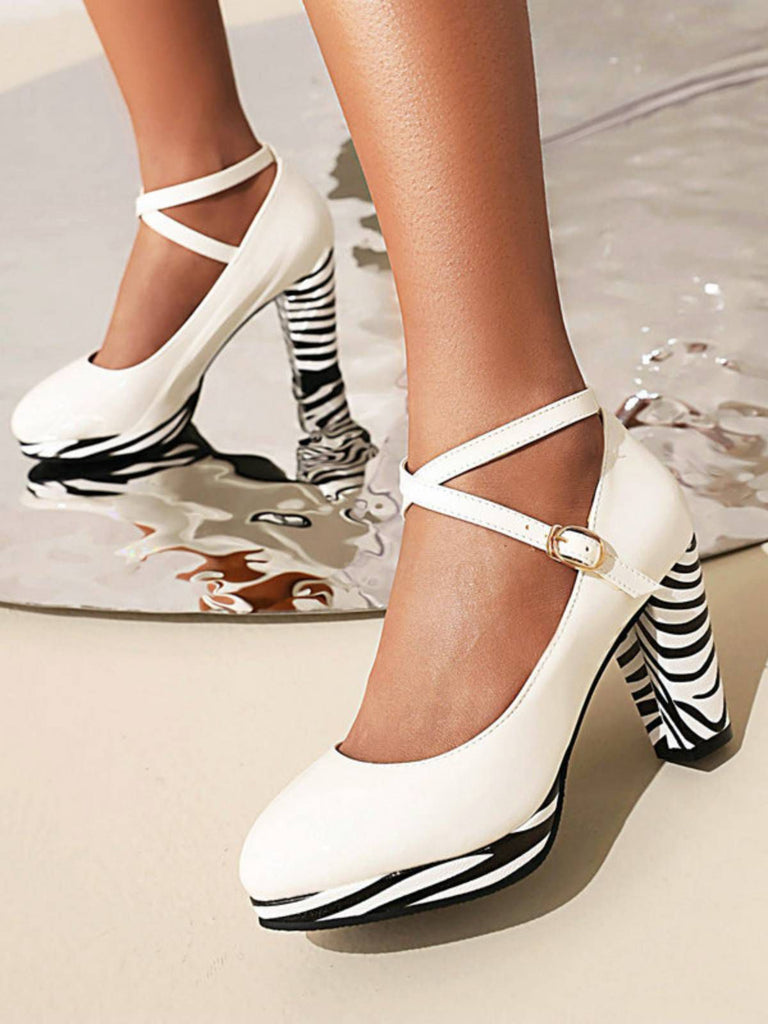 ZEBRA PATCHWORK SCHUHE MIT HOHEN ABSÄTZEN