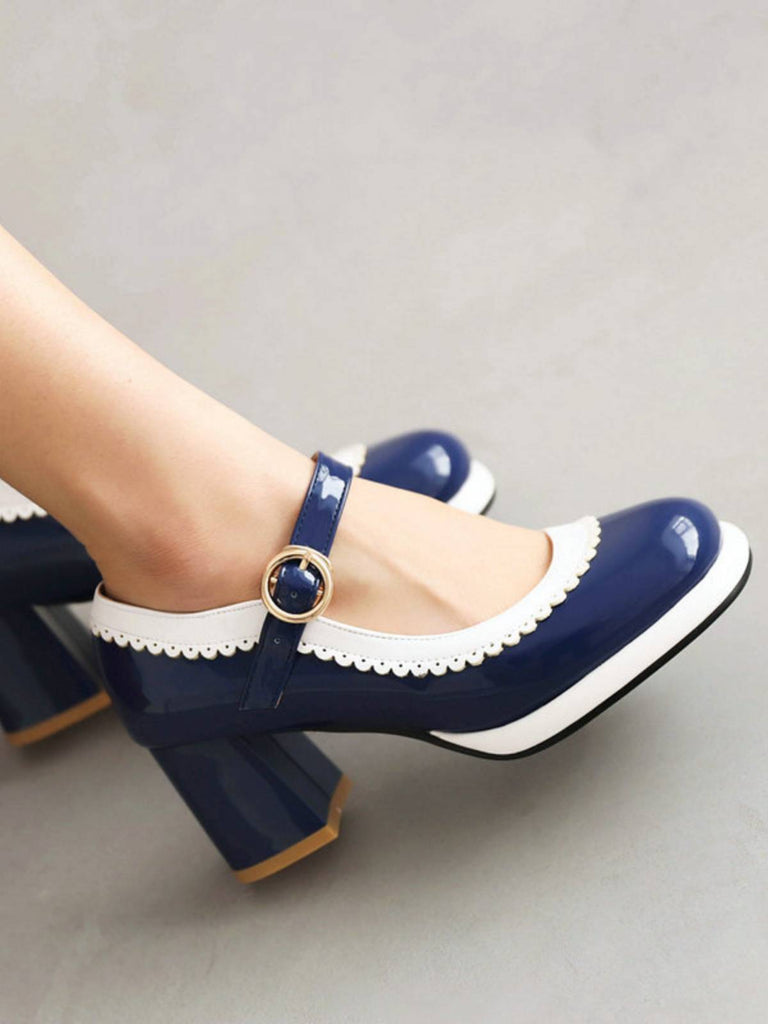 MARY JANE PATCHWORK HIGH HEELS SCHUHE