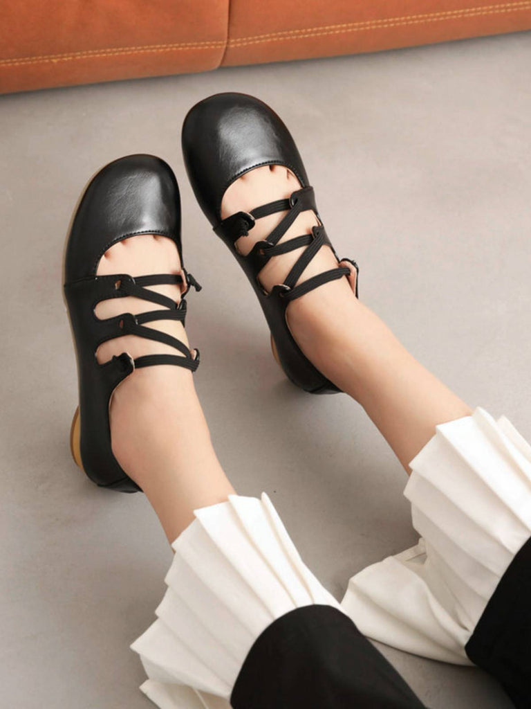DREIREIHIGE FLACHE VINTAGE-SCHUHE