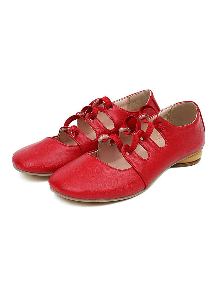 DREIREIHIGE FLACHE VINTAGE-SCHUHE