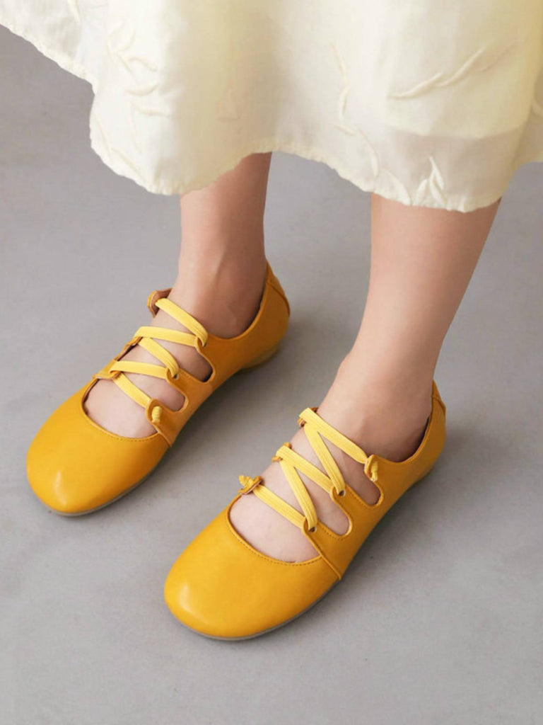 DREIREIHIGE FLACHE VINTAGE-SCHUHE