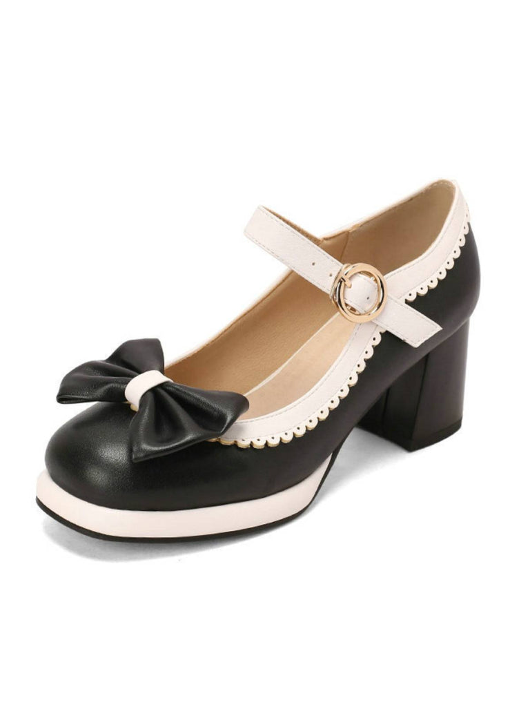 BOWKNOT CHUNKY HEELS MARY JANE SCHUHE