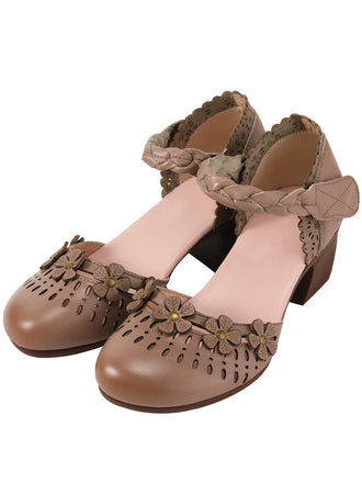 Hochhackige Vintage Sandalen Aus Leder
