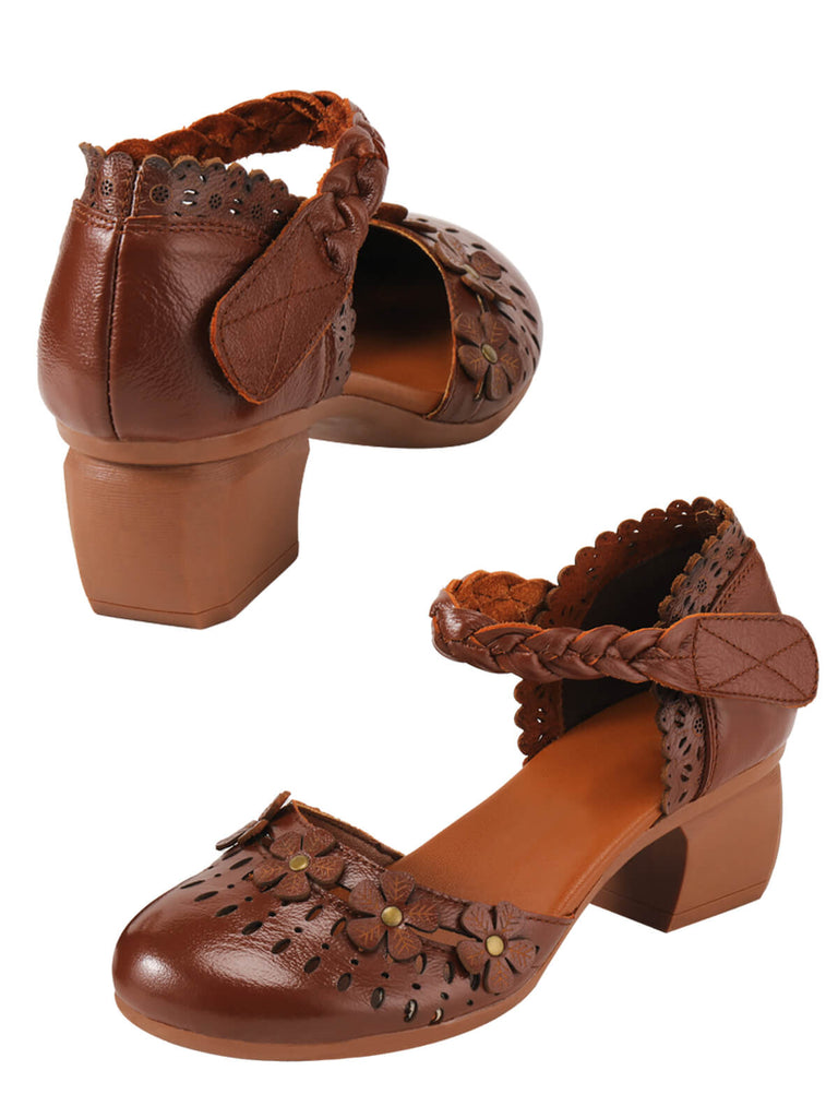Hochhackige Vintage Sandalen Aus Leder