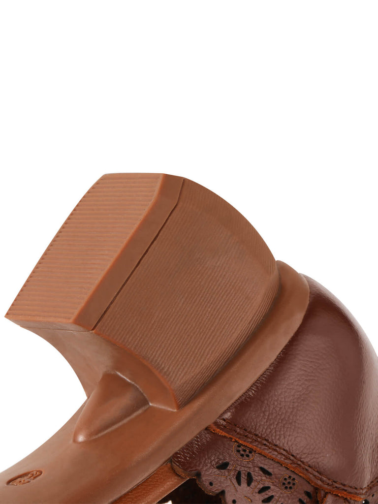 Hochhackige Vintage Sandalen Aus Leder