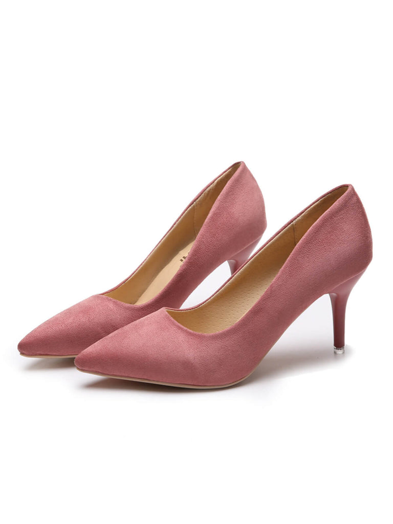 Feste Farbe Wildleder Dünne Absätze Pumps