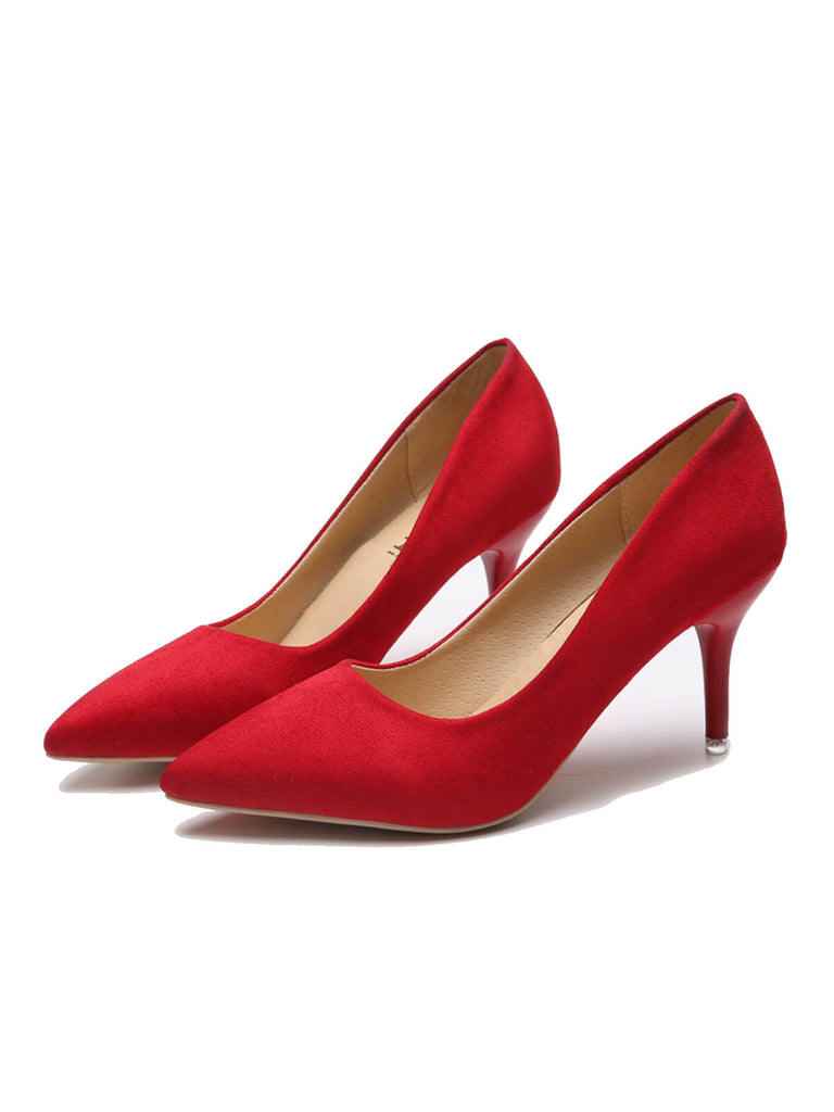 Feste Farbe Wildleder Dünne Absätze Pumps