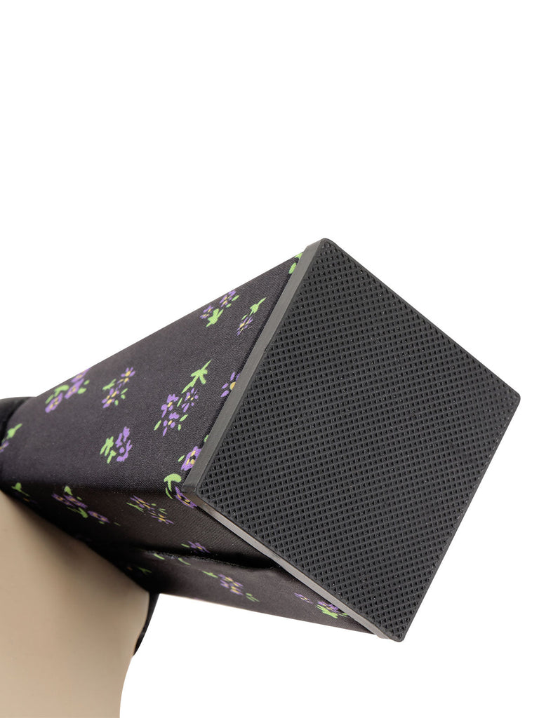 Retro Schwarze Quadratische Spitze Floral High Heels