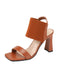 Braune Sandalen mit hohem Absatz und elastischem Riemen