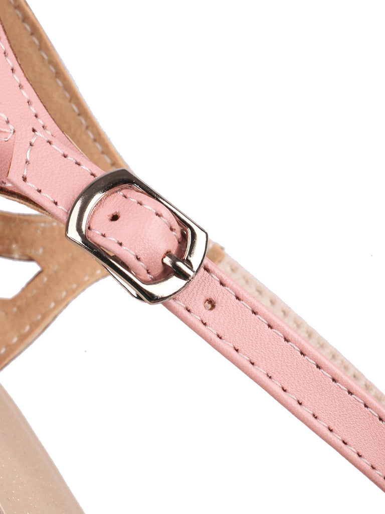 High Heel Schuhe mit Streifen und Tupfen und Schnalle