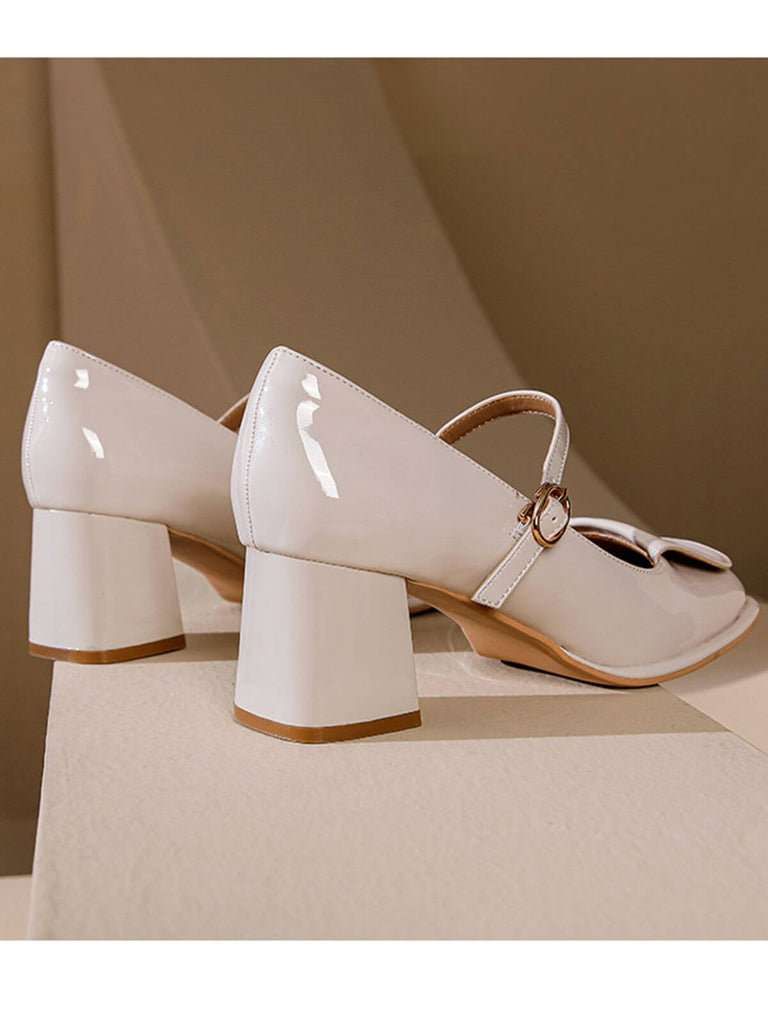 Lackleder Mary Jane Schuhe mit dickem Absatz