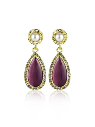 Lila Metall Perle Edelstein Ohrringe