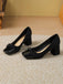 Quadratische Zehe Bowknot Spleißen High Heel Schuhe