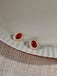 Rot Vintage Ovale Kristall Diamant Ohrringe