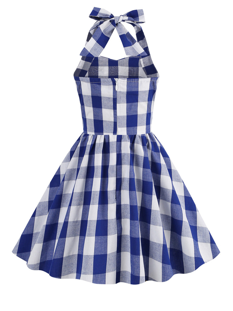Kinder Party 1950s Plaid Halter Swing Mädchen Kleid
