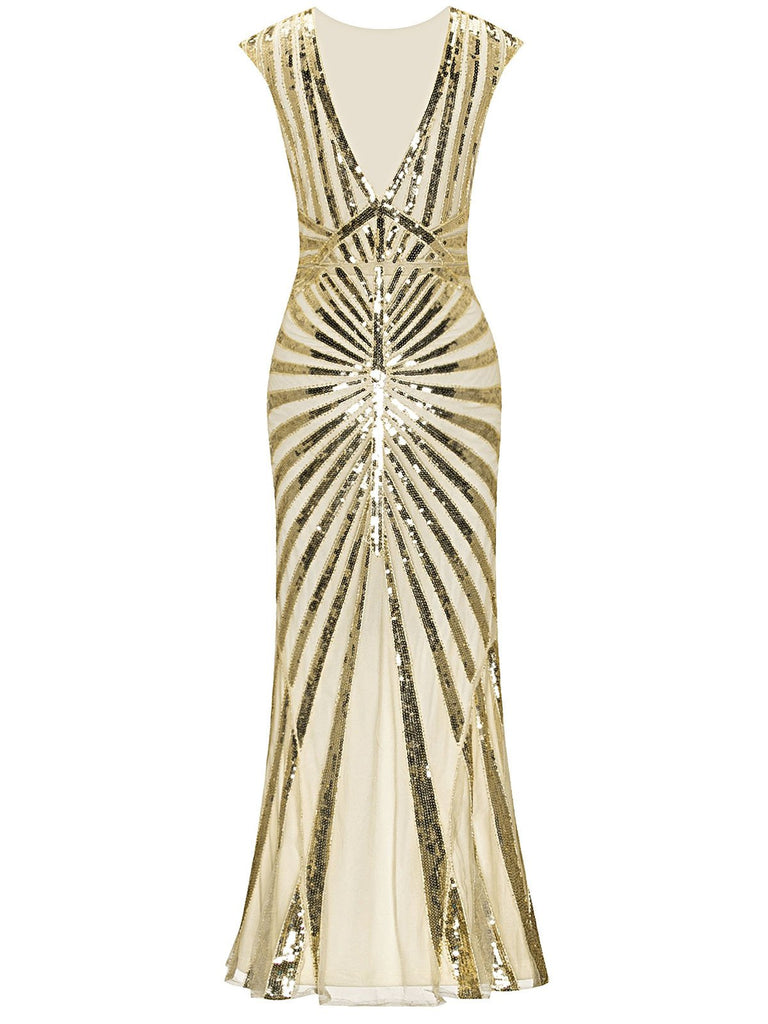 1920ER PAILLETTEN ART DECO MAXIKLEID