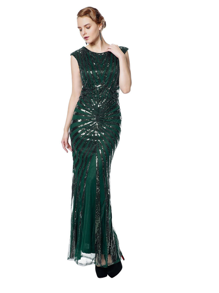 1920ER JAHRE PAILLETTEN ART DECO MAXIKLEID