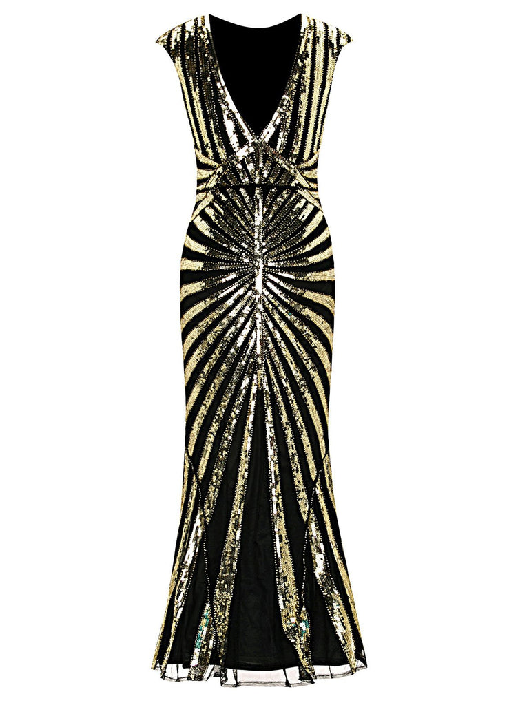 1920ER PAILLETTEN ART DECO MAXIKLEID