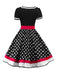 Schwarz 1950er Punkt Druck Patchwork Kleid