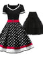 2PCS SCHWARZ DOT 1950ER KLEID & SCHWARZ UNTERROCK