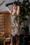 1920ER ROSA BLUMEN PAILLETTEN FLAPPER KLEID