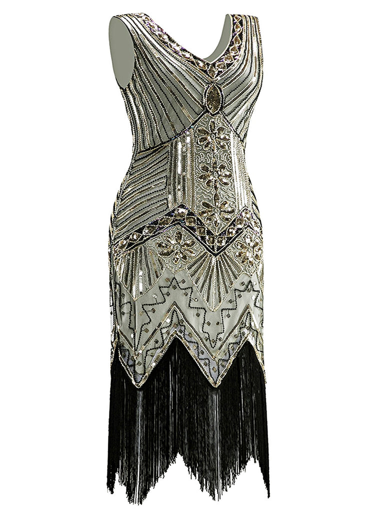 Dunkel Grün 1920ER PAILLETTEN GROß KLEID