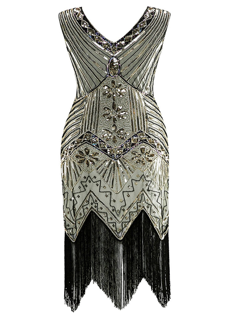 Dunkel Grün 1920ER PAILLETTEN GROß KLEID