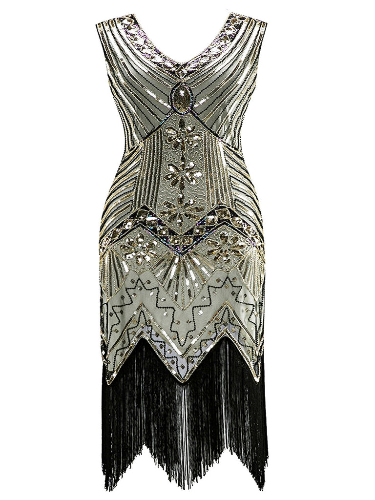 Dunkel Grün 1920ER PAILLETTEN GROß KLEID