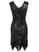Dunkel Grün 1920ER PAILLETTEN GROß KLEID