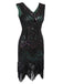 Dunkel Grün 1920ER PAILLETTEN GROß KLEID
