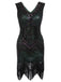 Dunkel Grün 1920ER PAILLETTEN GROß KLEID