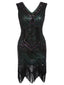 Dunkel Grün 1920ER PAILLETTEN GROß KLEID