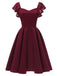 1950ER WEINROT SOLIDE SATIN SWING KLEID