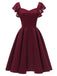 1950ER WEINROT SOLIDE SATIN SWING KLEID