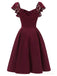 1950ER WEINROT SOLIDE SATIN SWING KLEID
