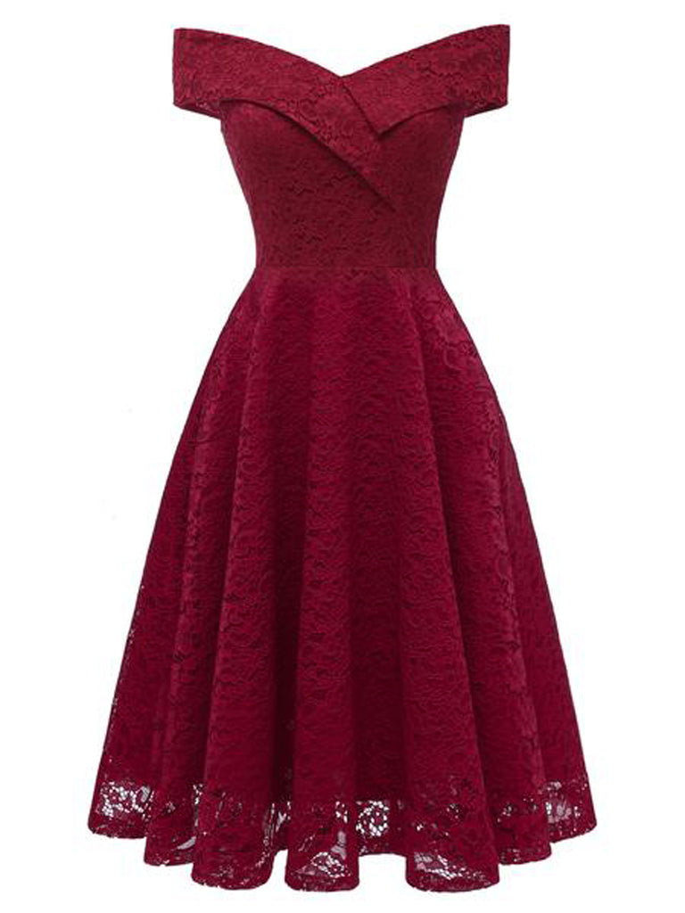 1950ER SPITZE BLUMEN SWING KLEID