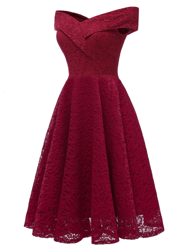 1950ER SPITZE BLUMEN SWING KLEID