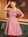 1950ER SPITZE SCHULTER RÜSCHEN BLUMEN KLEID