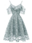 1950ER SPITZE SCHULTER RÜSCHEN BLUMEN KLEID