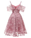 1950ER SPITZE SCHULTER RÜSCHEN BLUMEN KLEID