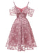 1950ER SPITZE SCHULTER RÜSCHEN BLUMEN KLEID